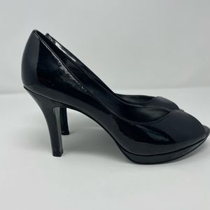 Classic Anne Klein Patent Leather Peep Toe Pumps